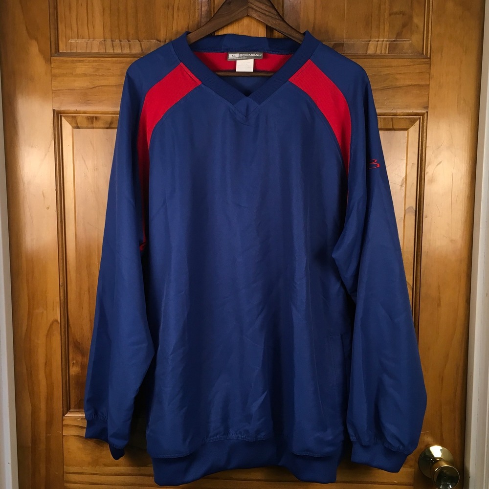 Boombah Mens XL Blue Red V-Neck Windbreaker Pullover Blokecore Jacket Soccer